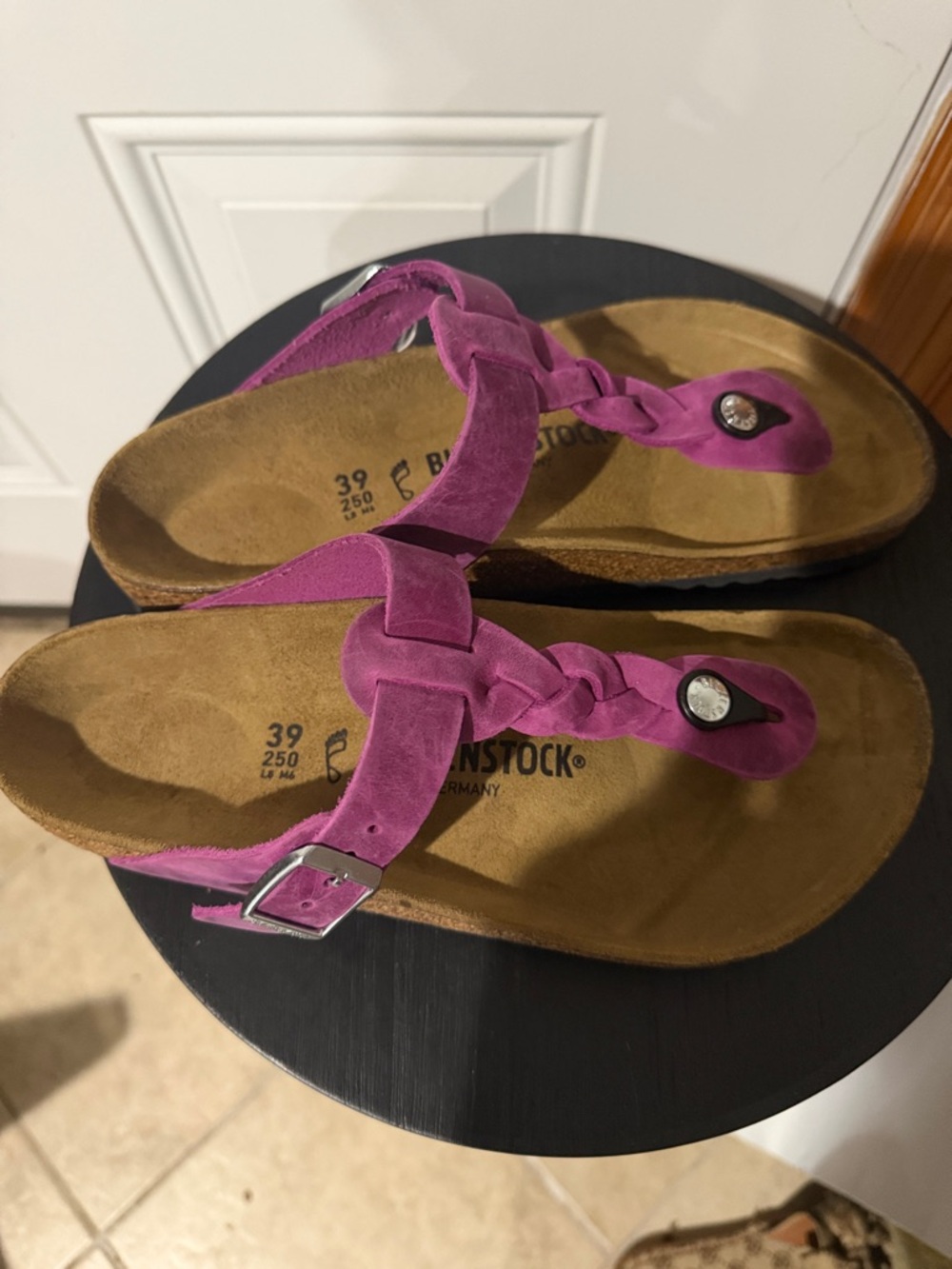 Birkenstock Women’s Gizeh Braided Suede Thong Sandal - Magenta